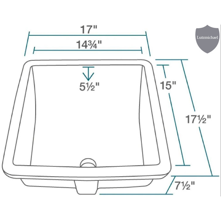 Menggutong 17'' Brushed Nickel Porcelain Rectangular Undermount
